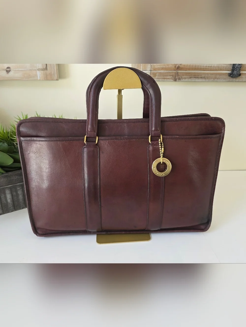 Vintage Coach Embassy Briefcase NYC Burgandy Glove Tanned Leather